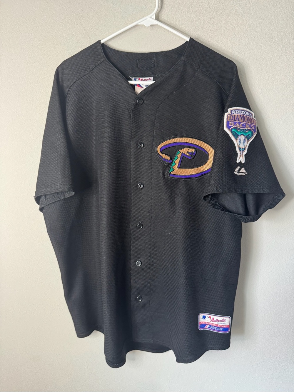 Vtg Majestic Arizona‎ Diamondbacks Rattlesnake Jersey XL Black Blank USA MLB